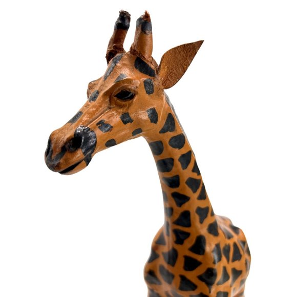 Vintage Handmade Leather Wrapped African Giraffe - Picture 5 of 9